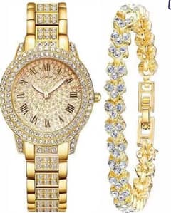 Women's Diamond Artificial Set-Roman Watch