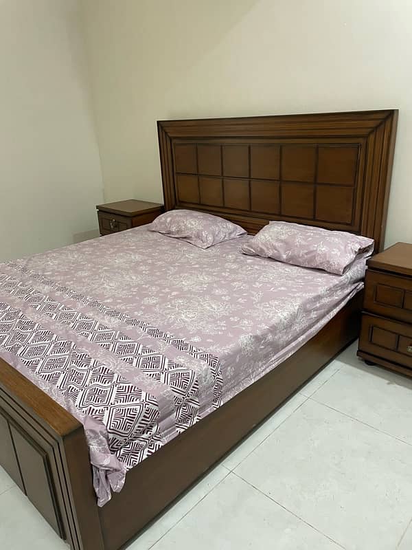 brand new bed for sale with side tables and mettras 8inch 3