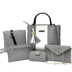 Delivery Available Stylish Women,s PU Leather Handbag Set-5Pcs