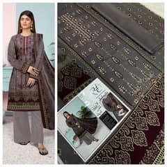 3pc Neck Embroidered 90/70 Lawn with Chiffon duppata articles*