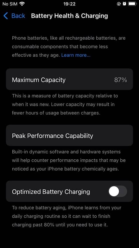 Iphone SE 2020 jv battery health 87% 3