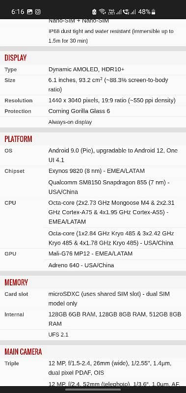 samsung s10 8/128 official pta approved 1