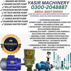 WATER SUCTION PUMP / DONKEY PUMP / ELECTRIC MOTOR / MONOBLOCK PUMP