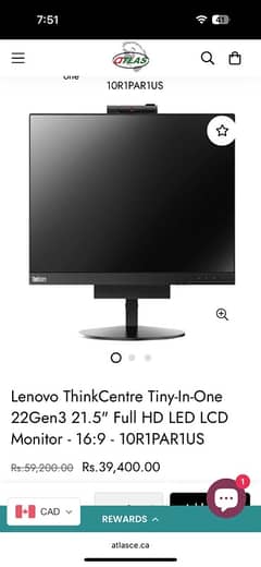 lenovo TIOGEN3 ips panel monitor 22 inch