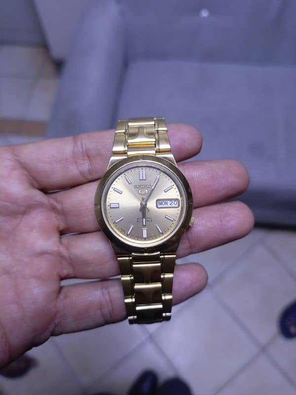 Seiko 5 gold automatic 21 jewels men's watch 2