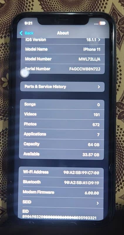 i phone 11 physical dual Sim PTA approved 64 GB 5