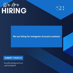 Instagram accounts creations/ Agents required