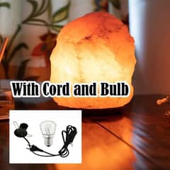 Natural Hamilyan Salt Table Lamp cord and bulb. USB lead also avai