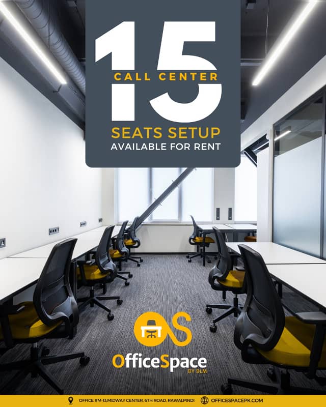 15 Seats Furnished Call Center Office Available For Lease For Day and Night Shift With Executive Office 0