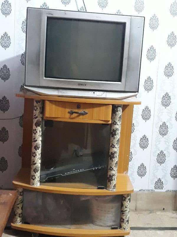 Sony television with TV trolly 1