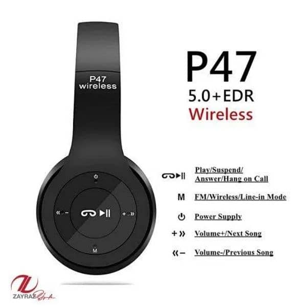 Wireless Headphones, P47 Bluetooth Foldable Headset with Microphone 3