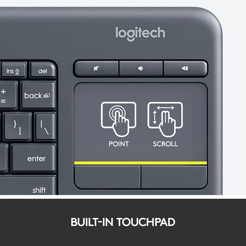 Logitech K400 Plus Wireless Keyboard with Touch Pad for PC and TVs 1