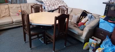 Dining table wooden 4 chairs set