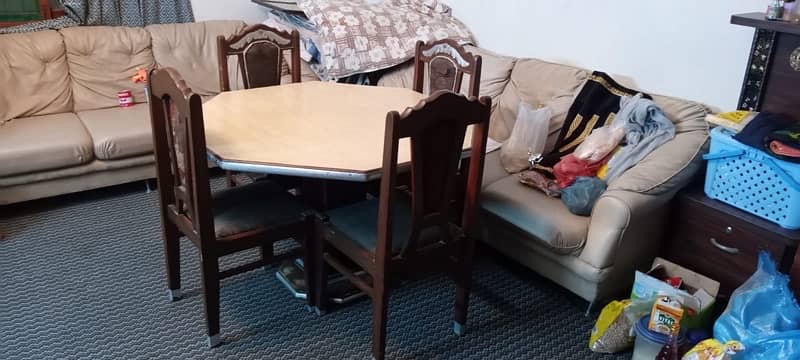 Dining table wooden 4 chairs set 2