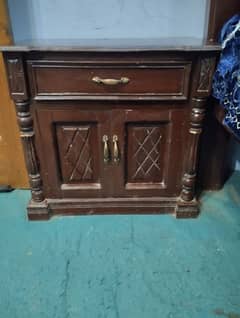 bed along with 2 side tables dressing table and showcase