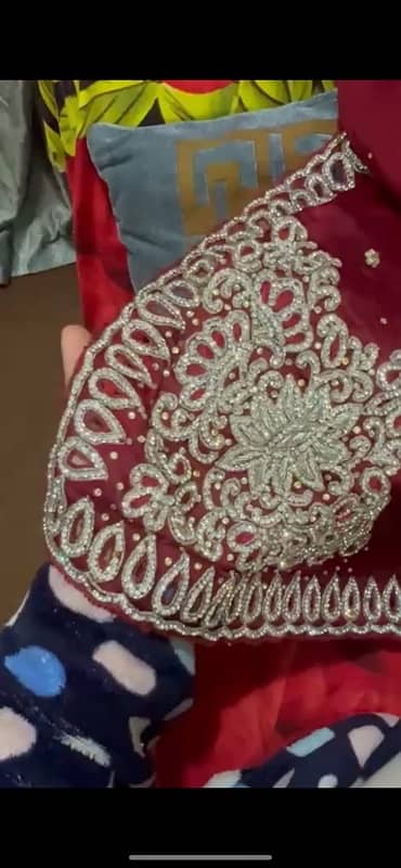 maroon saree embellished with silver work 2