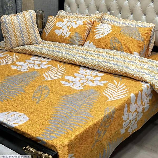 7 PCs cotton salonica printed bedsheets and Comforter set 5