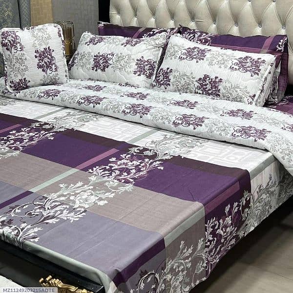 7 PCs cotton salonica printed bedsheets and Comforter set 6