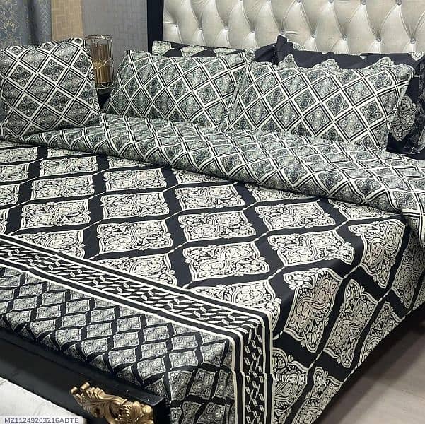 7 PCs cotton salonica printed bedsheets and Comforter set 8