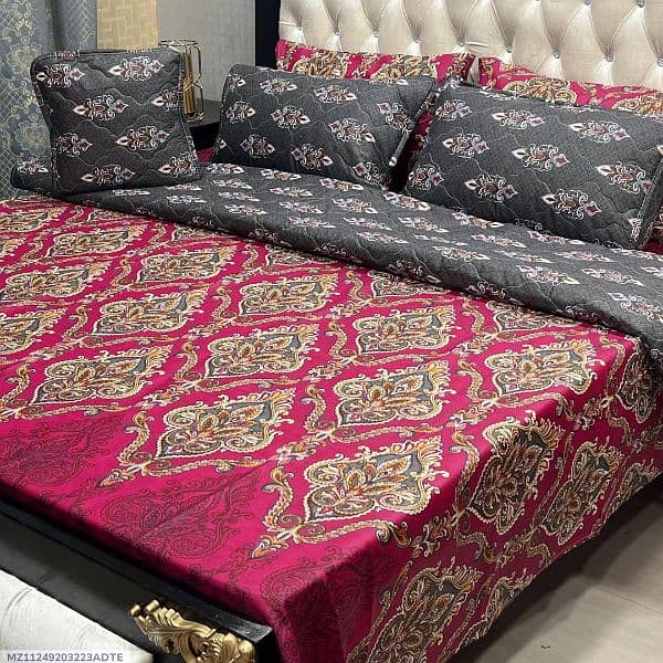 7 PCs cotton salonica printed bedsheets and Comforter set 13