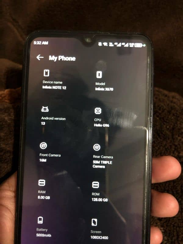 Infinix note 12 8/128 GB panel change Good condition all ok 2