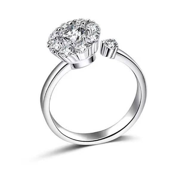 Silver Multi-Charm Adjustable Ring with Zircon Stone 3