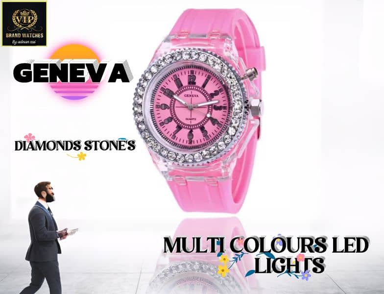 NEW ARRIVAL EID COLLECTION  GENEVA 3D MULTI LIGHT LED GIRLS WATCH 2