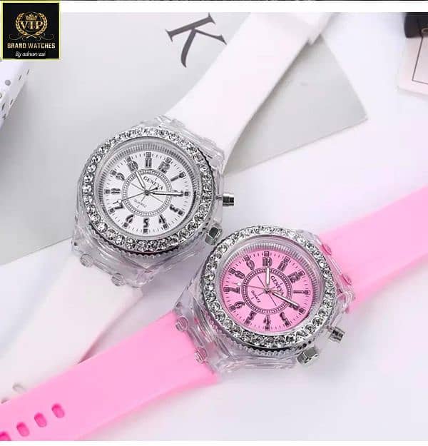 NEW ARRIVAL EID COLLECTION  GENEVA 3D MULTI LIGHT LED GIRLS WATCH 4