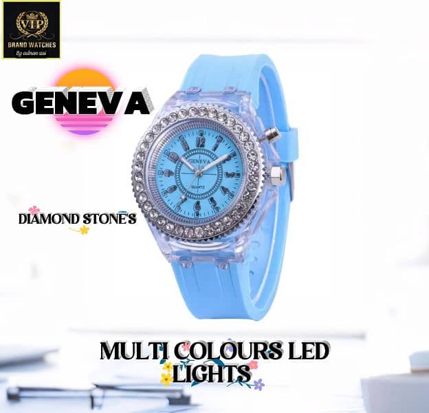 NEW ARRIVAL EID COLLECTION  GENEVA 3D MULTI LIGHT LED GIRLS WATCH 5