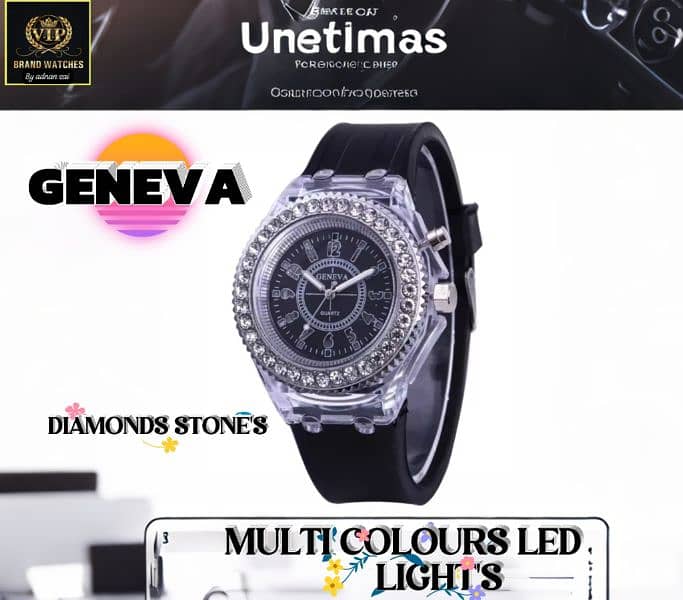 NEW ARRIVAL EID COLLECTION  GENEVA 3D MULTI LIGHT LED GIRLS WATCH 8