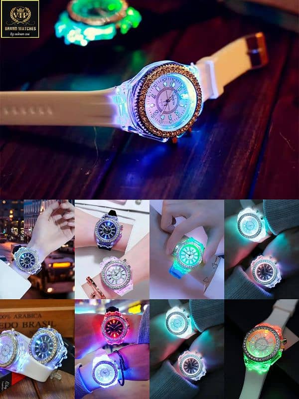 NEW ARRIVAL EID COLLECTION  GENEVA 3D MULTI LIGHT LED GIRLS WATCH 9