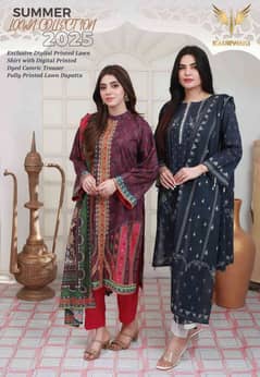 Unstitched 3-piece printed lawn suits