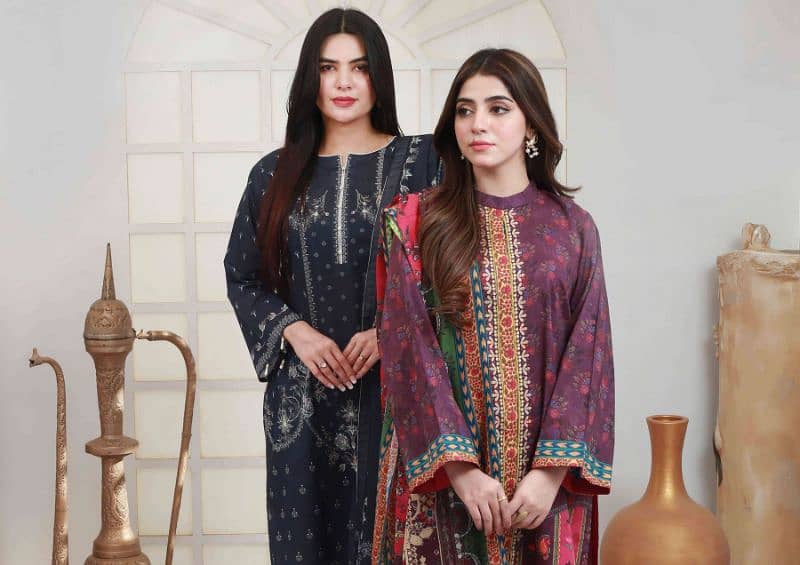 Unstitched 3-piece printed lawn suits 8