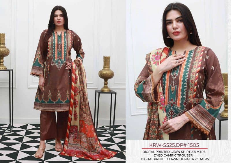 Unstitched 3-piece printed lawn suits 17