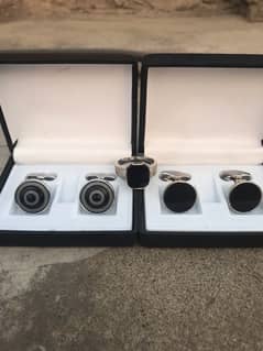 Two pairs of Cufflinks and One Silver Ring