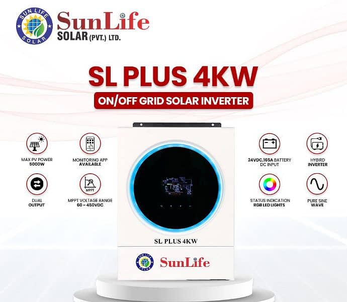 Sunlife Solar SL Plus PV5000 4Kw Dual Output Hybrid Bult In WiFi 0
