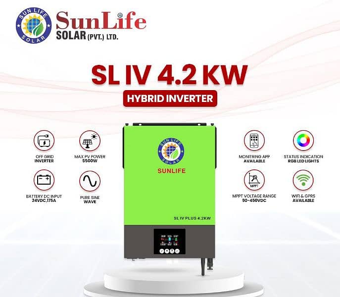 Sunlife Solar SL Plus PV5000 4Kw Dual Output Hybrid Bult In WiFi 1
