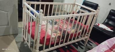 solid Wooden cot with mattress for sale