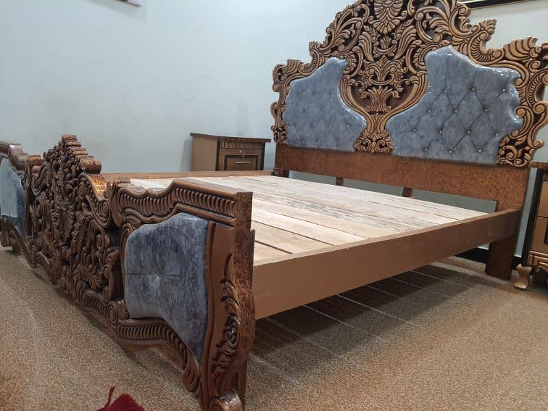 carving bed set new not used king size cinyoti style (just call me) 4