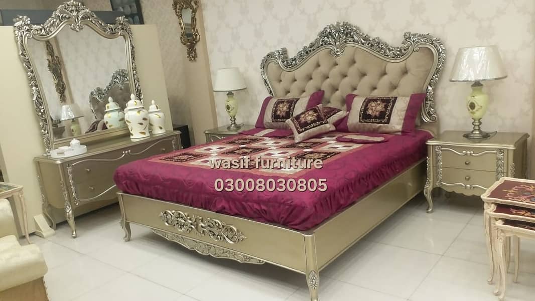 Bed Set - Bedroom Set - King Size Bed - Wooden Bed with side Table 12