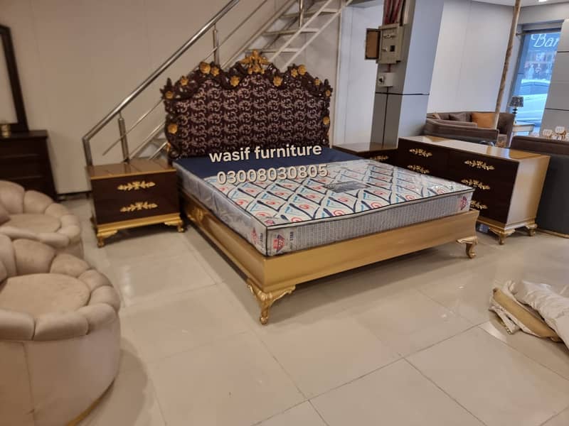 Bed Set - Bedroom Set - King Size Bed - Wooden Bed with side Table 8