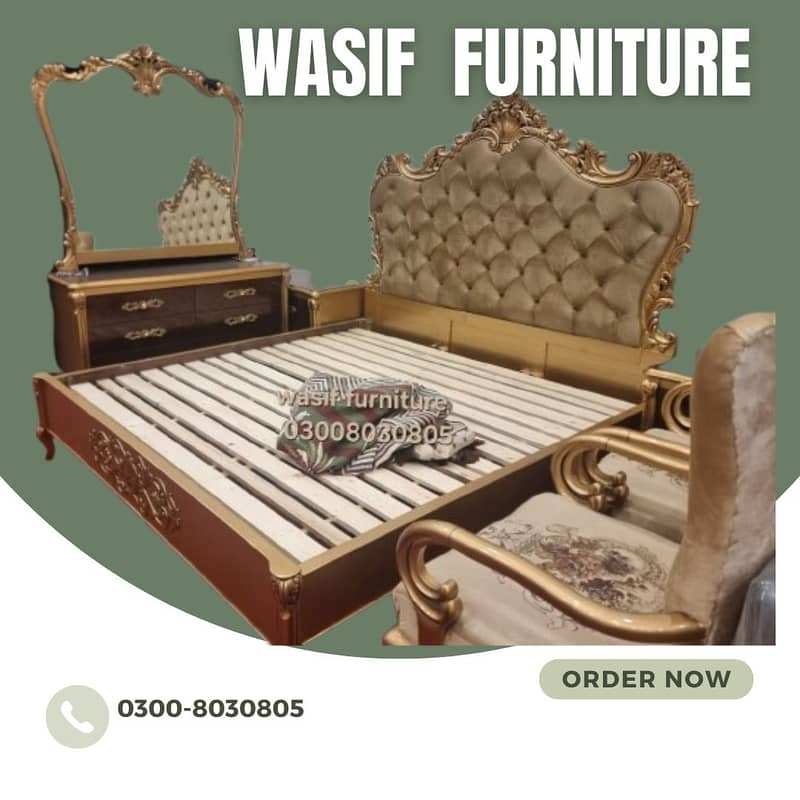Bed Set - Bedroom Set - King Size Bed - Wooden Bed with side Table 13