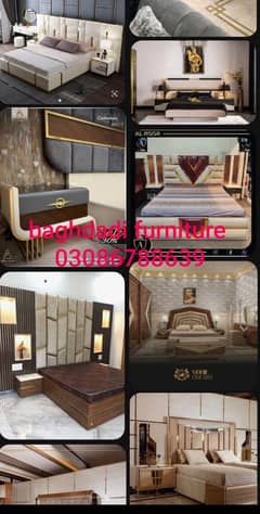 bed / double bed / king size bed / poshish bed / bed set / side table