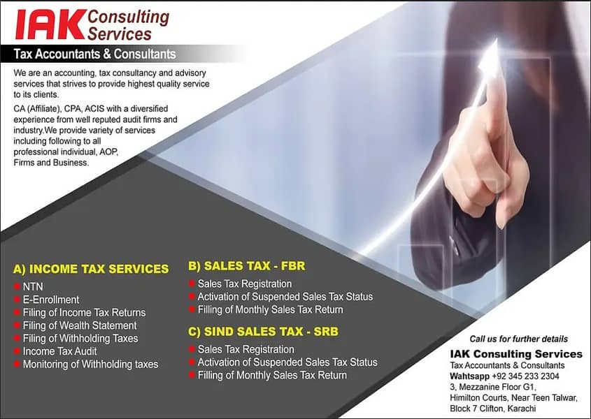 Tax Consultant Tax Filer FBR Income Tax Return Sales Tax NTN Services 2