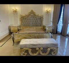 Bed Set - Bedroom Set - King Size Bed - Wooden Bed with side Table