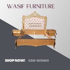 Bed Set - Bedroom Set - King Size Bed - Wooden Bed with side Table