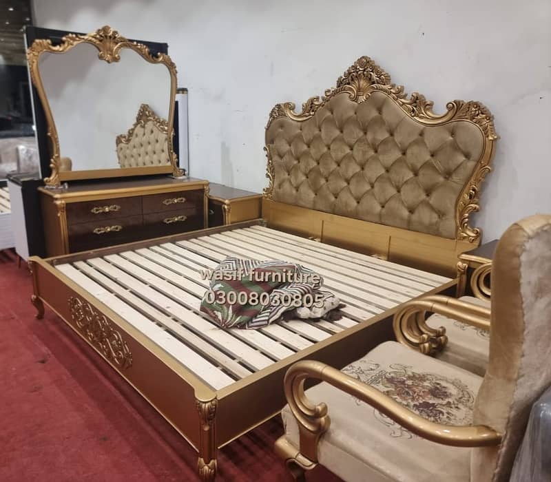 Bed Set - Bedroom Set - King Size Bed - Wooden Bed with side Table 3