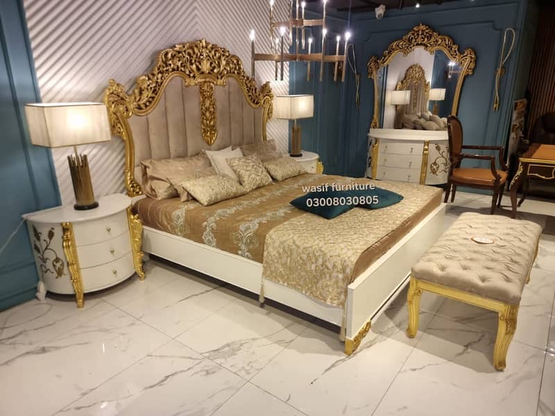 Bed Set - Bedroom Set - King Size Bed - Wooden Bed with side Table 9