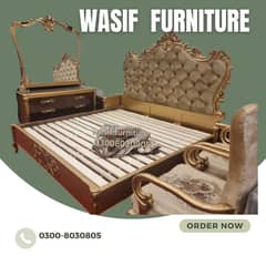 Bed Set - Bedroom Set - King Size Bed - Wooden Bed with side Table