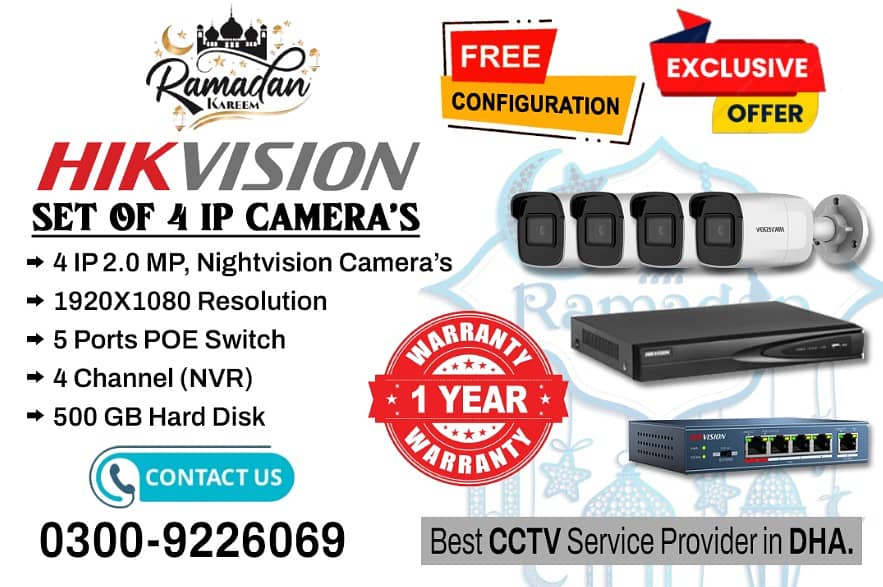 4 HD IP Cameras Set In DHA (HIK Vision) 0